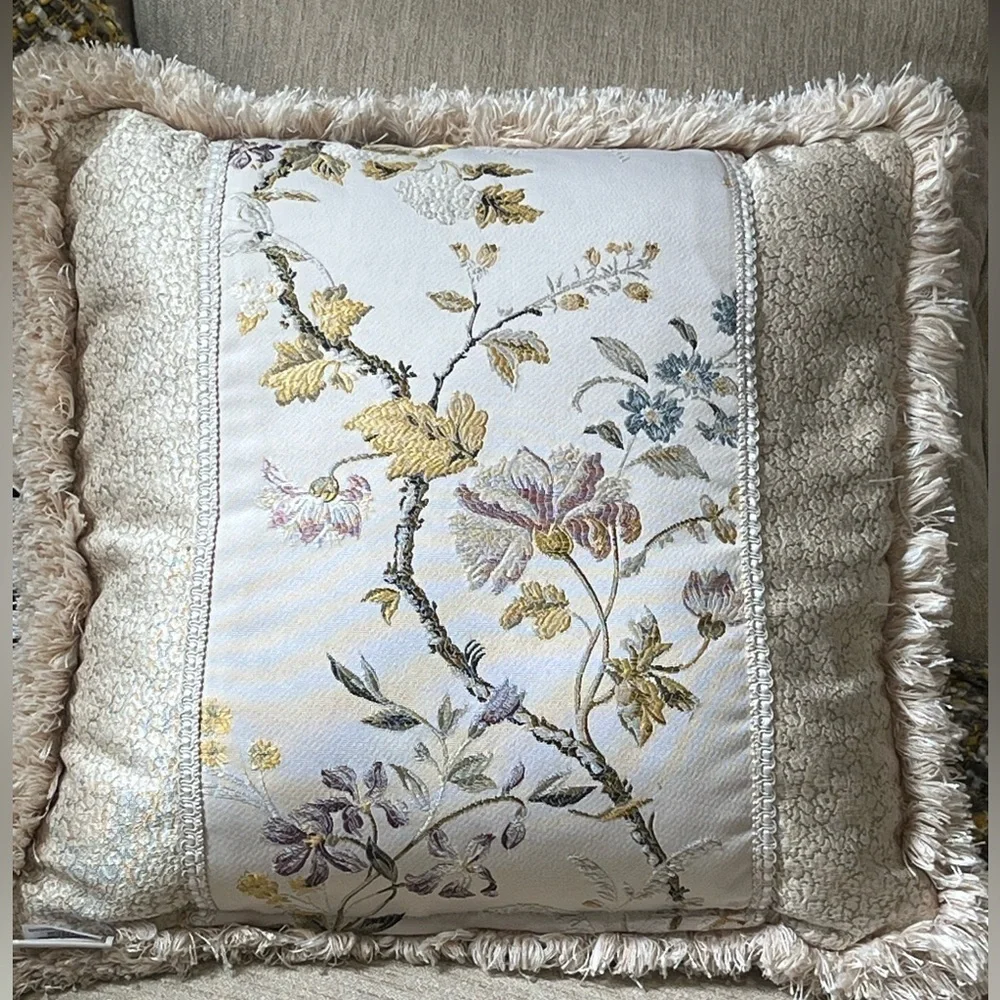 Waterford Cream and Gold Textured THROW Pillow 17”X17”